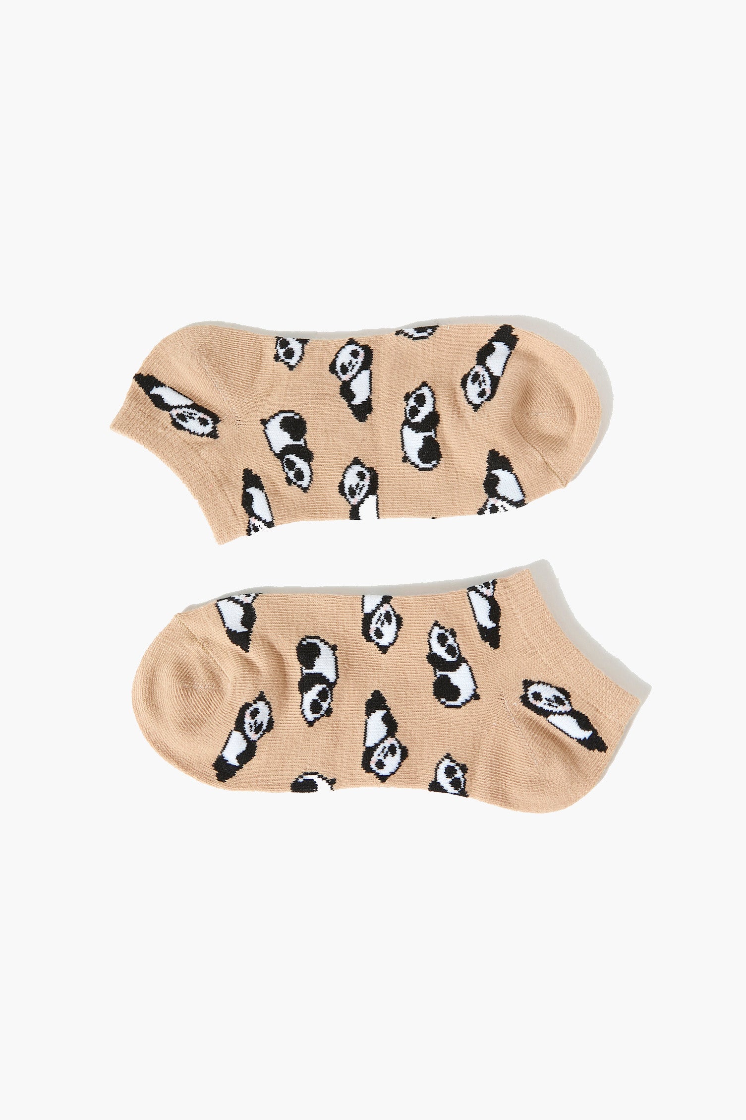 Tan/Multi Panda Print Ankle Socks