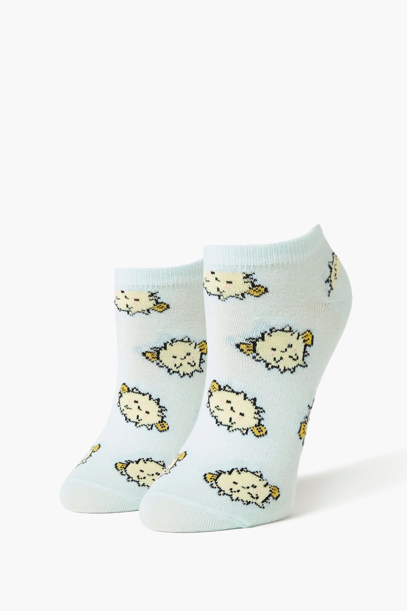 Mint/Multi Blowfish Print Ankle Socks