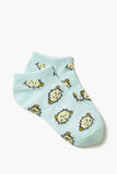 Mint/Multi Blowfish Print Ankle Socks 1