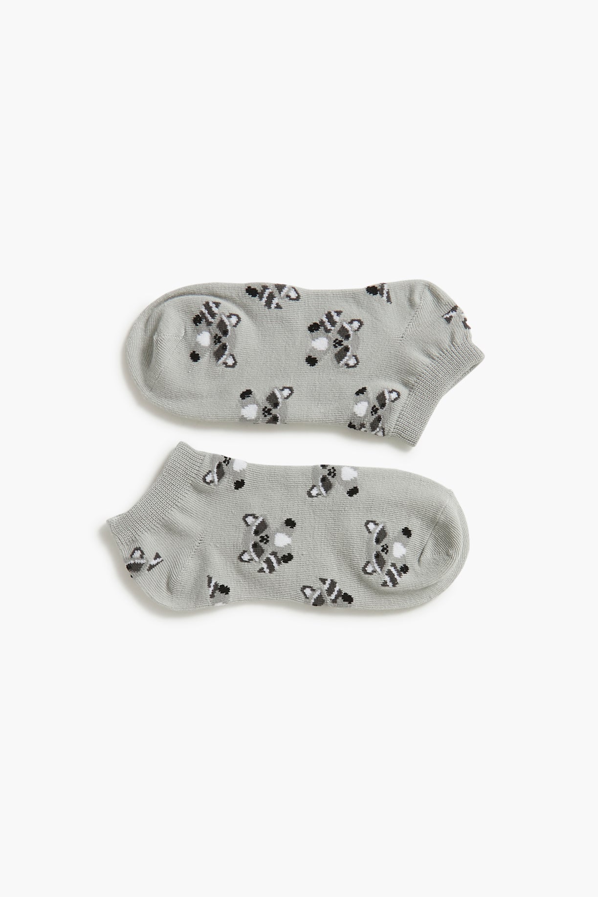 Heather Grey/Multi Raccoon Print Ankle Socks