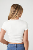 White Mineral Wash Ruched Cropped Tee 2