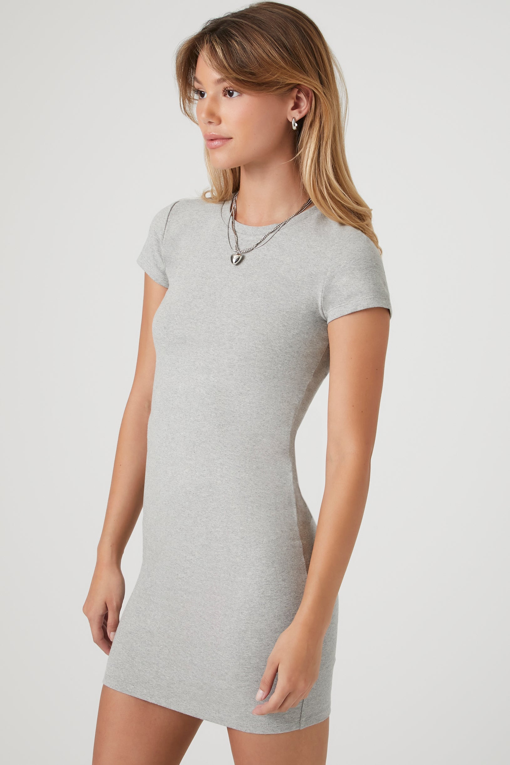 Heather Grey Bodycon Mini T-Shirt Dress 1