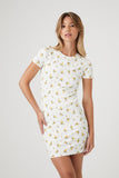 Cream/Yellow Floral Mini T-Shirt Dress