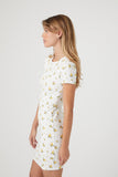 Cream/Yellow Floral Mini T-Shirt Dress 1