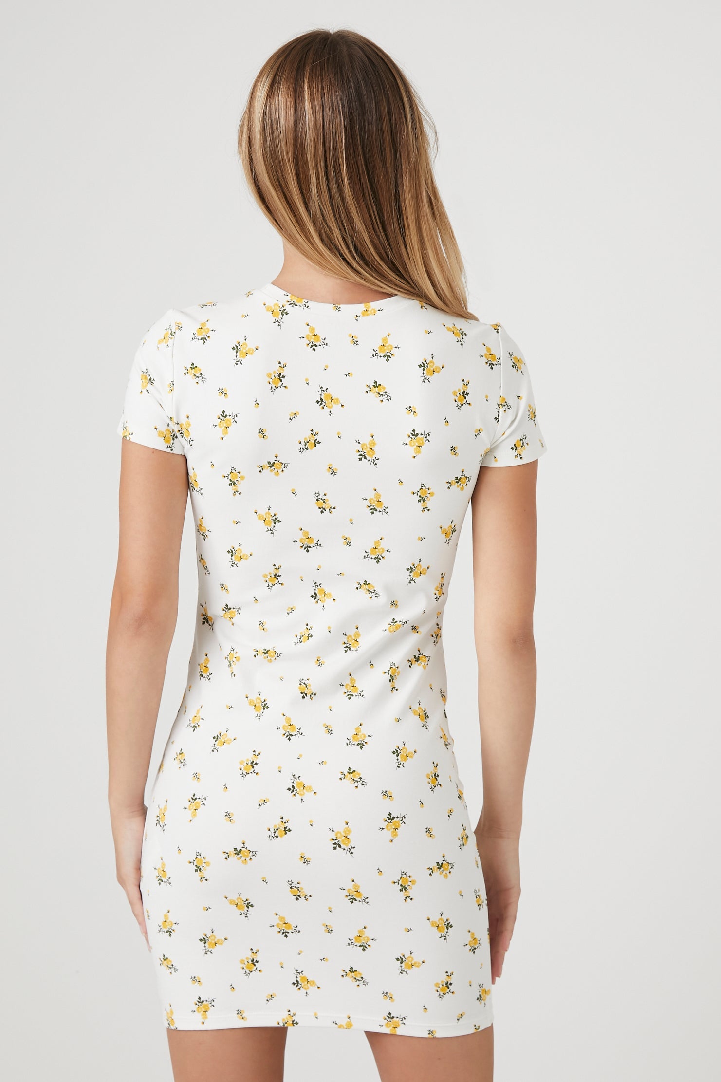 Cream/Yellow Floral Mini T-Shirt Dress 2
