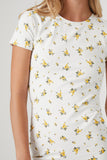 Cream/Yellow Floral Mini T-Shirt Dress 4