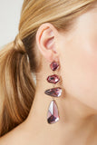 Pink/Gold Faux Gem Tiered Earrings