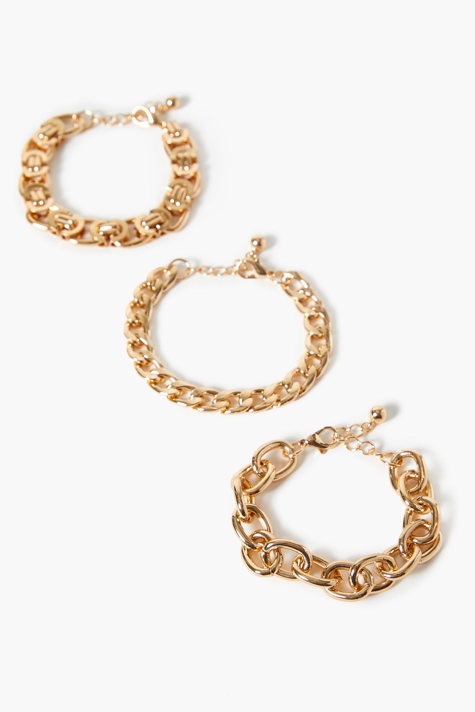 Gold Curb Chain Bracelet Set