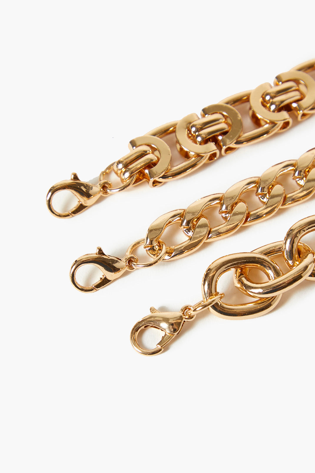 Gold Curb Chain Bracelet Set 3