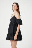 Black Poplin Off-the-Shoulder Mini Dress 1