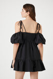 Black Poplin Off-the-Shoulder Mini Dress 2