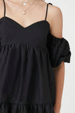 Black Poplin Off-the-Shoulder Mini Dress 4