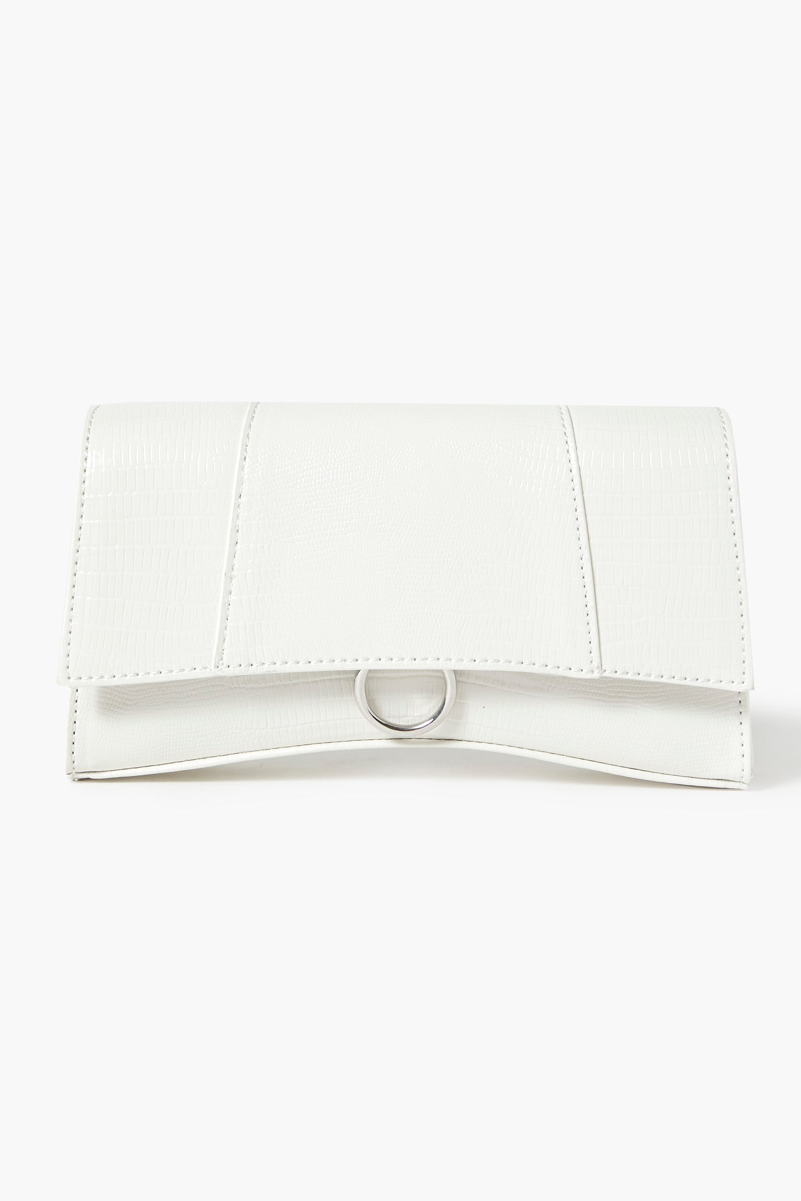 White Faux Croc Leather Crossbody Bag