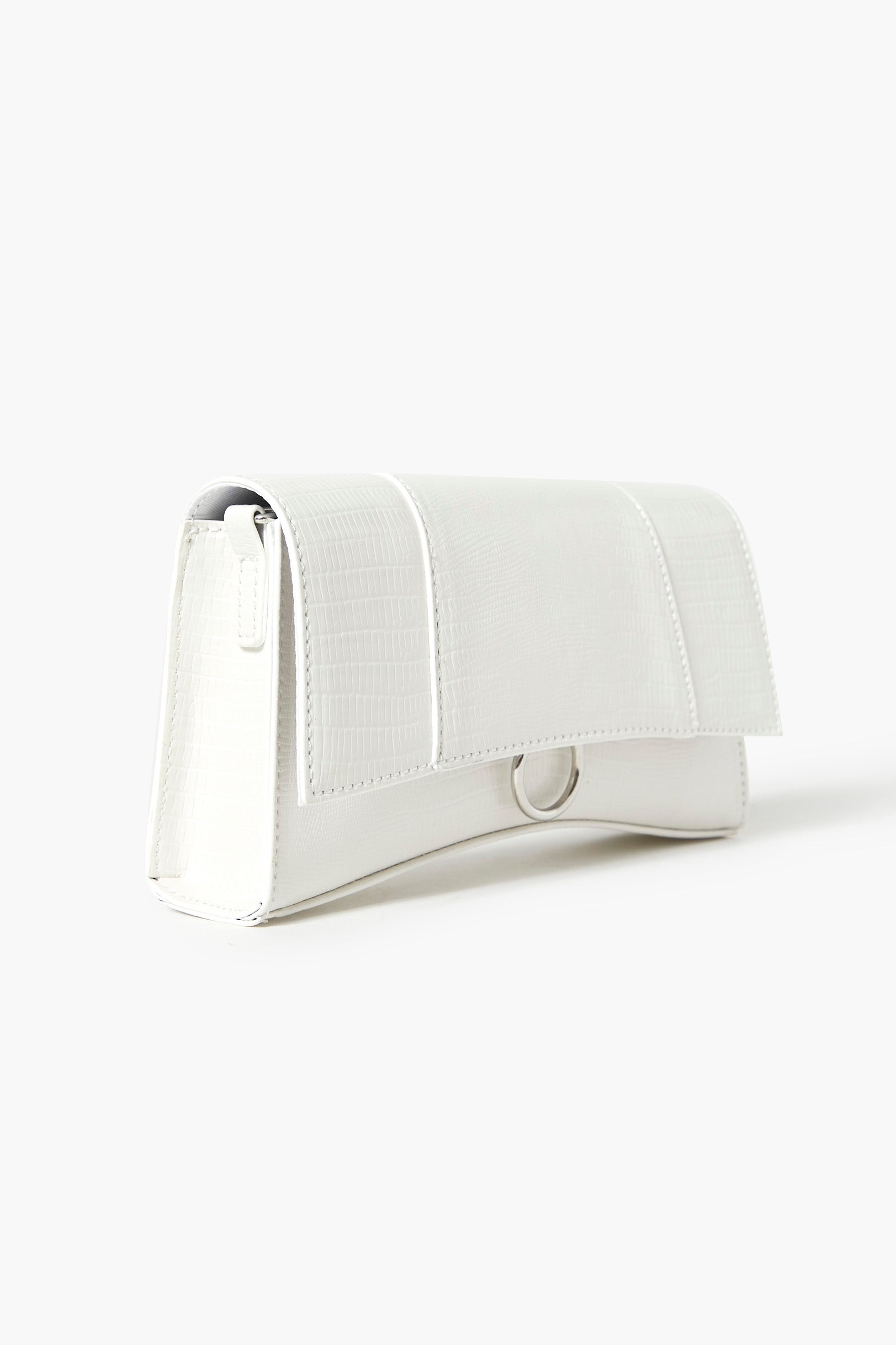 White Faux Croc Leather Crossbody Bag 2
