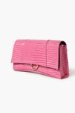 Pink Faux Croc Leather Crossbody Bag 1