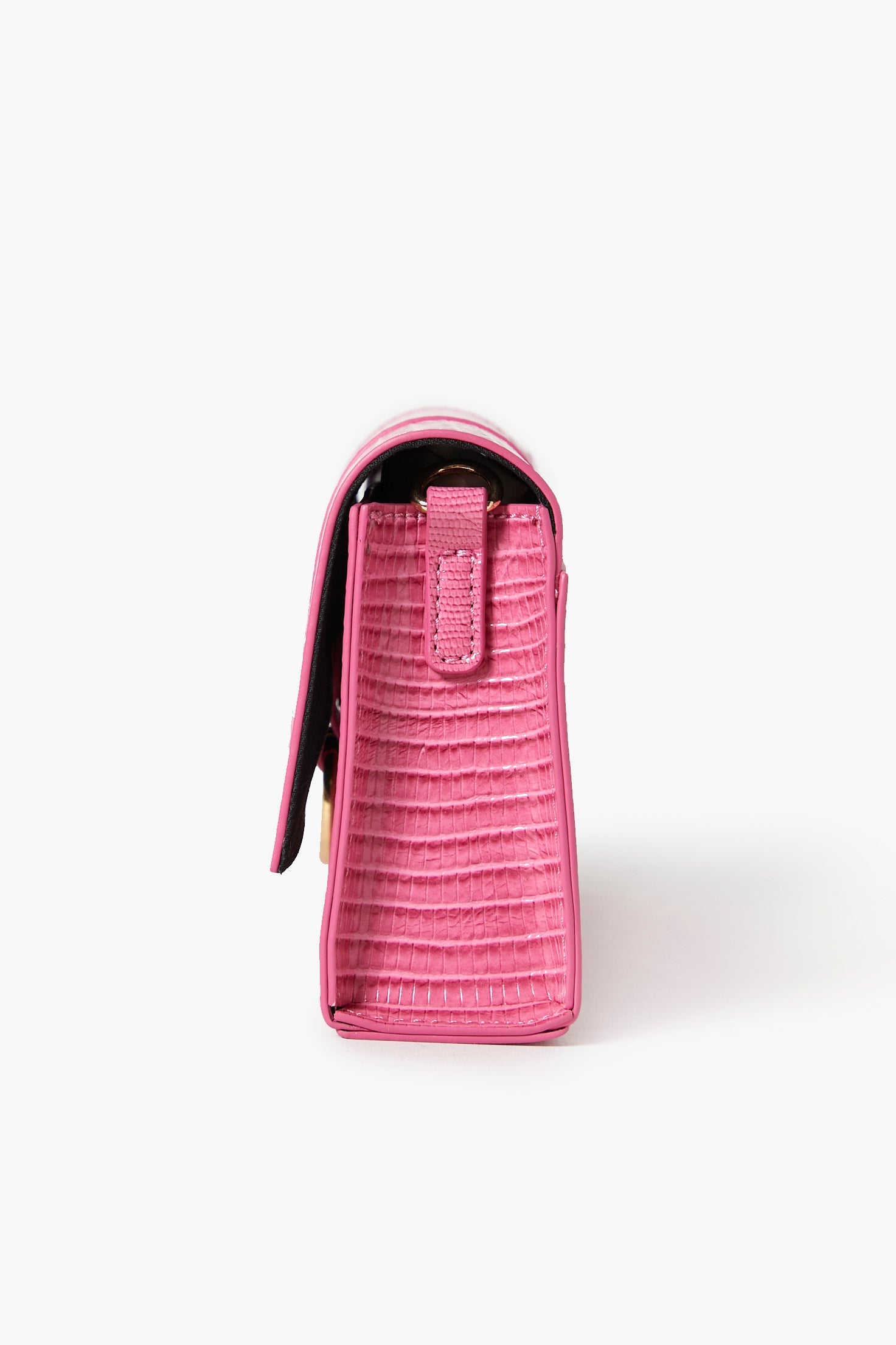 Pink Faux Croc Leather Crossbody Bag 2