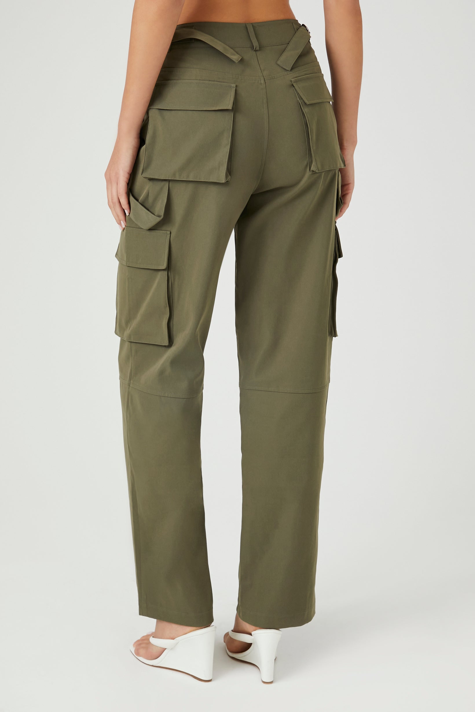 Olive Twill High-Rise Cargo Pants 3