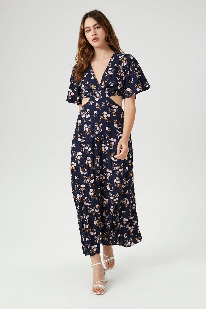 Shop For Floral Print Cutout Maxi Dress | Women - Dresses