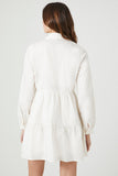 White Poplin Tiered Mini Shirt Dress 2