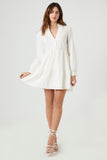 White Poplin Tiered Mini Shirt Dress 3