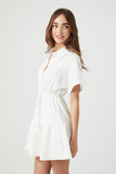 White Tiered Poplin Shirt Dress 1
