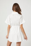 White Tiered Poplin Shirt Dress 2