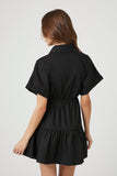 Black Tiered Poplin Shirt Dress 2
