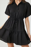 Black Tiered Poplin Shirt Dress 4