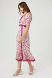 Blush/Multi Lace-Trim Floral Midi Dress 1