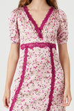 Blush/Multi Lace-Trim Floral Midi Dress 4
