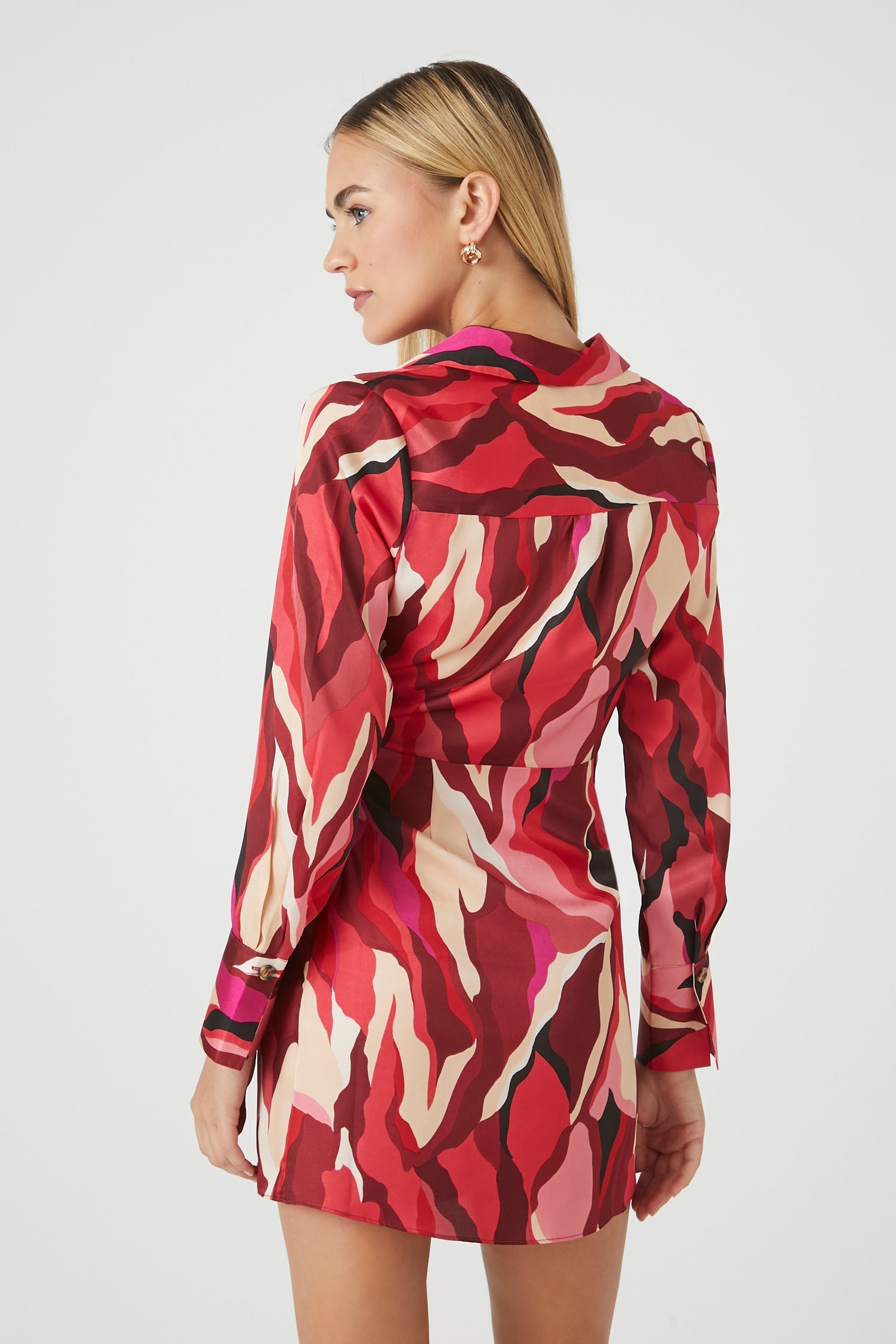 Burgundy/Multi Abstract Print Mini Dress 2