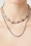Silver/Clear Layered Mariner Chain Necklace