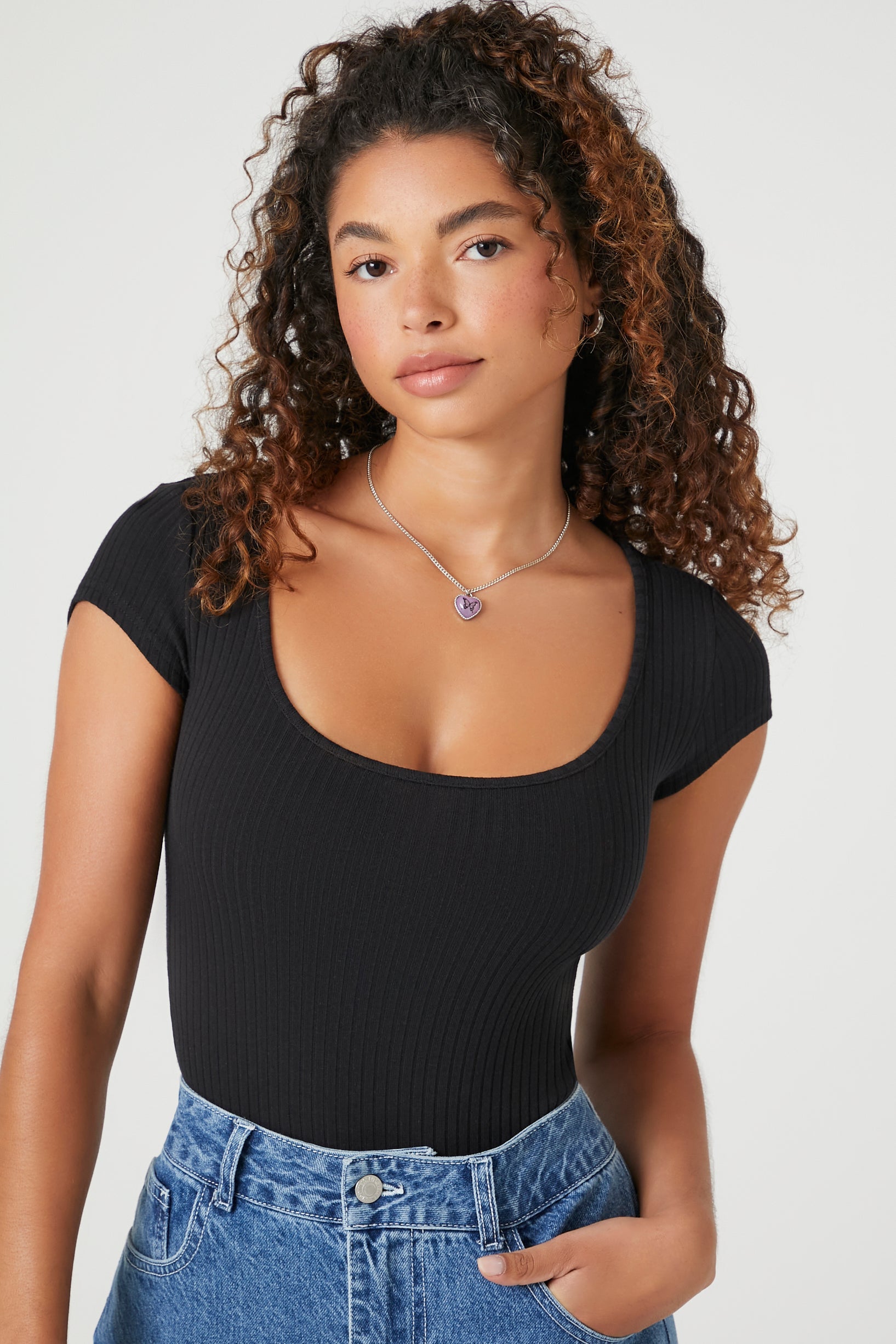 Shop For Ribbed Knit Scoop-Neck Bodysuit | Women - Tops