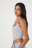 Harbor Grey Ribbed Rose Cropped Bustier Top 1