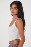 Silver Ribbed Rose Cropped Bustier Top 1