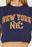 Navy/Multi Cropped NYC Graphic Muscle Tee 4