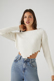 Vanilla Ribbed Sharkbite Cropped Sweater 