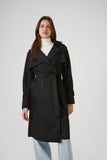 Black Faux Suede Trench Coat 
