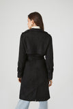 Black Faux Suede Trench Coat 2