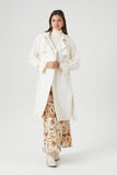 Ivory Faux Suede Trench Coat 