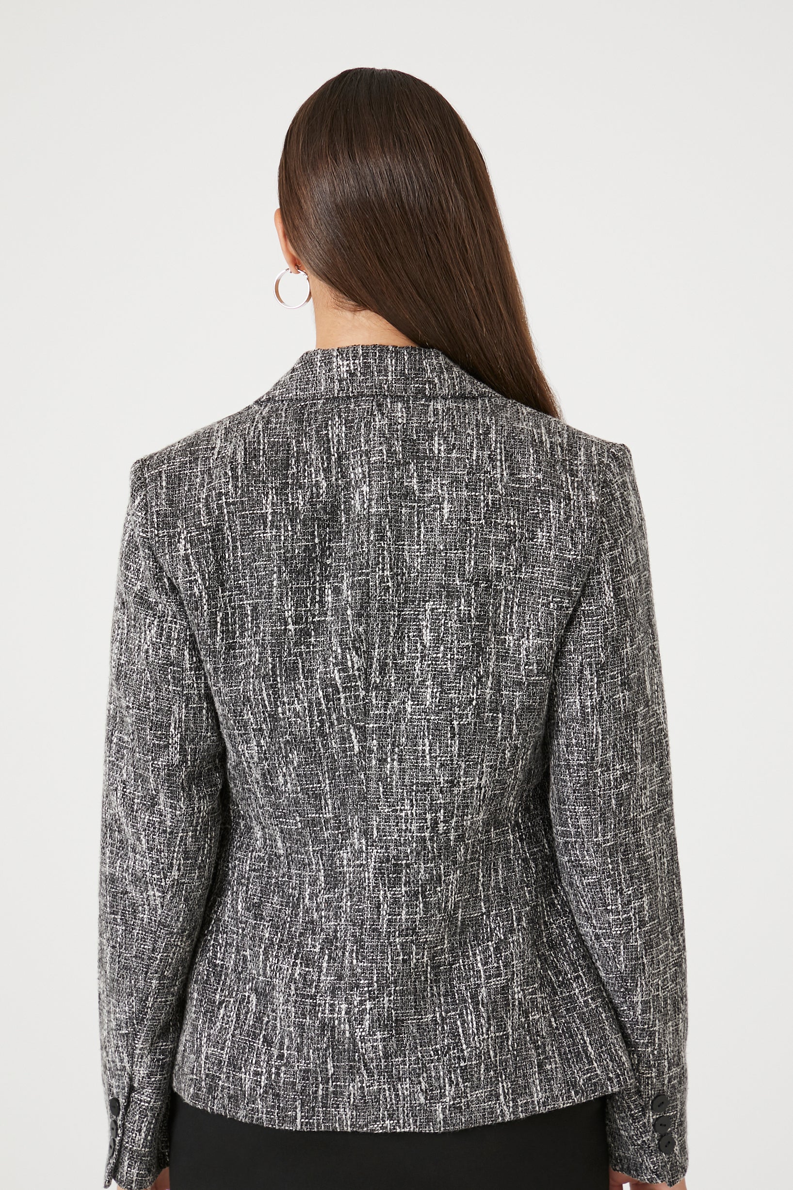 Black/Multi Tweed Boucle Notched Blazer 2