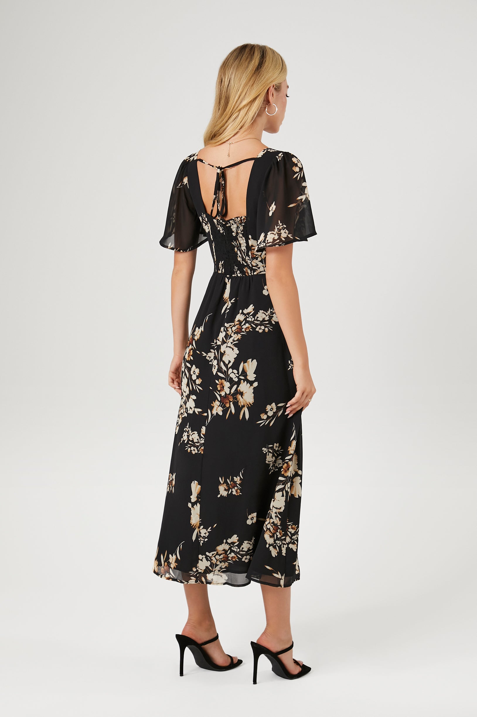 Black/Multi Chiffon Floral Print Maxi Dress 2
