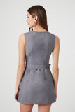 Grey Belted Button-Front Mini Dress 2