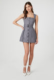 Grey Belted Button-Front Mini Dress 3
