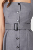 Grey Belted Button-Front Mini Dress 4