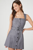 Grey Belted Button-Front Mini Dress 5
