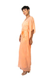 Orange Selenite/Rose Gold Embroidered Belted Kaftan Dress 1