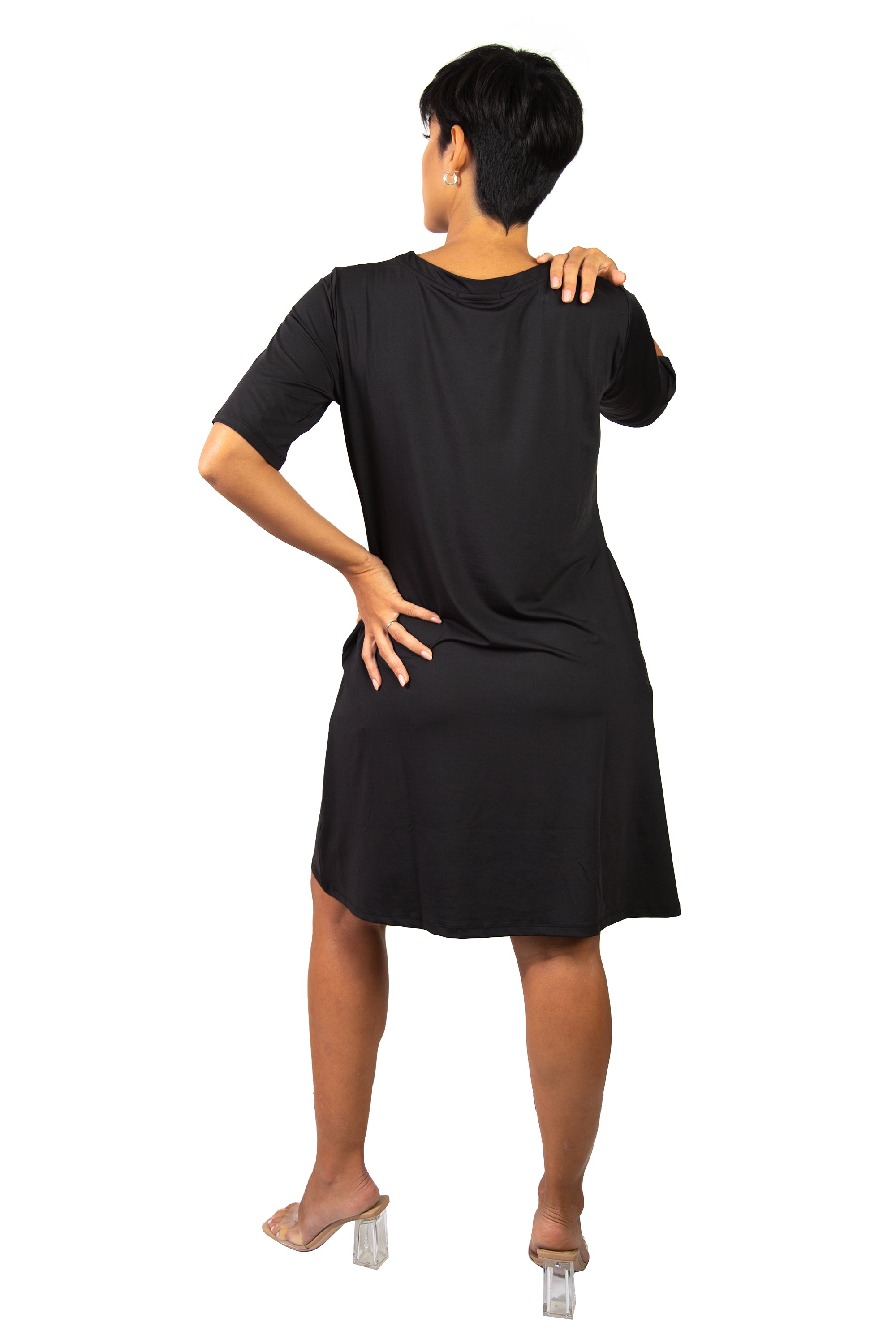 Black  Whatever Graphic Shirt Dress 2