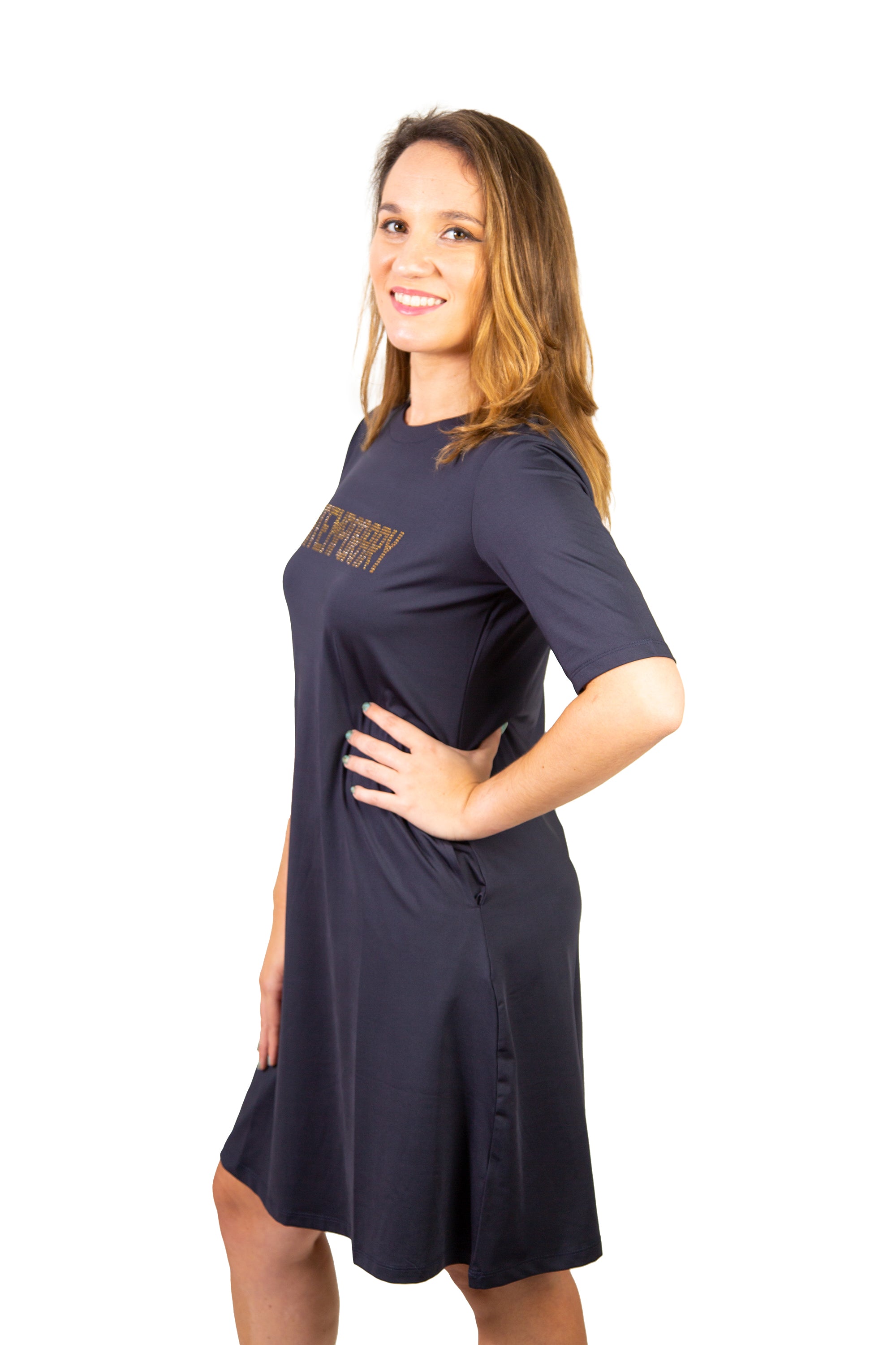 Navy Contemporary Graphic Dress 1