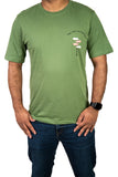 Olive Green Man With A Travel Plan Cotton Tee